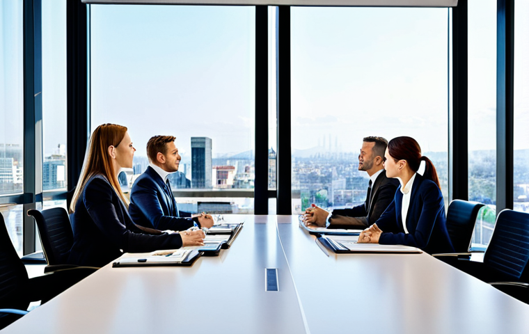 Business Meeting**

Prompt: A professional woman in a tailored pantsuit, sitting at a polished conference table with colleagues, discussing business strategies, modern office environment with large windows overlooking a city, fully clothed, appropriate attire, safe for work, perfect anatomy, natural proportions, professional photography, bright lighting, family-friendly.

**