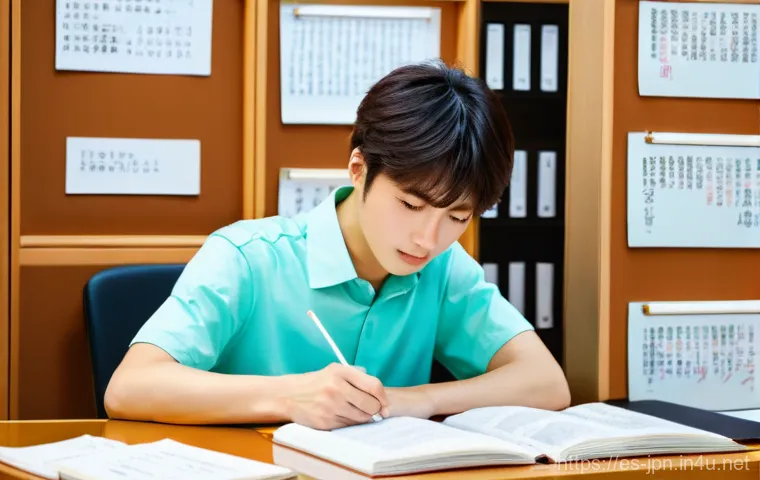 JLPT 자격증 취득 후 일본 여행사 취업 사례 - **JLPT Journey: The Aspiring Professional in Japan**
    A wide shot of a motivated, young adult wit...