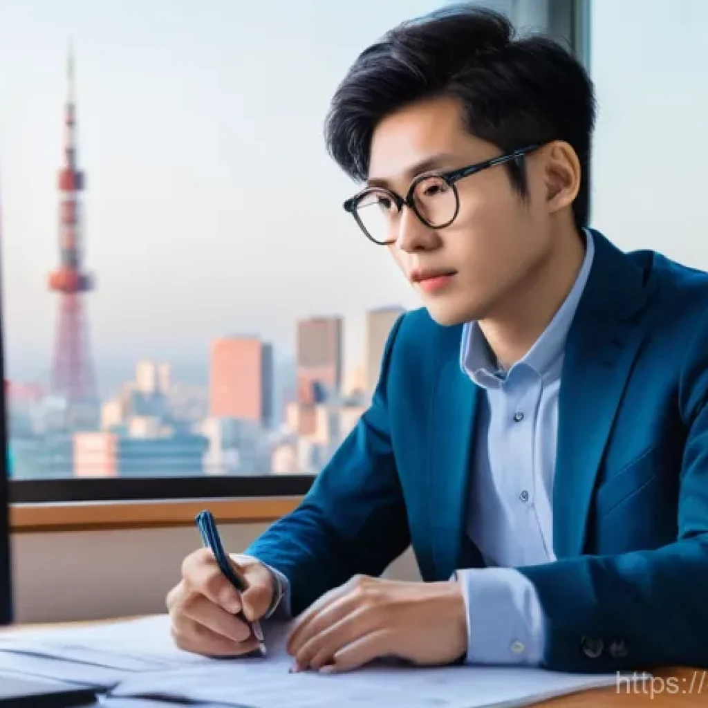 JLPT 자격증 취득 후 일본 취업 비자 신청 방법 - **Prompt 1: The Aspiring Professional's Journey to Japan**
    "A young adult, with a determined and...