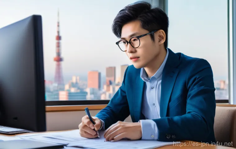 JLPT 자격증 취득 후 일본 취업 비자 신청 방법 - **Prompt 1: The Aspiring Professional's Journey to Japan**
    "A young adult, with a determined and...