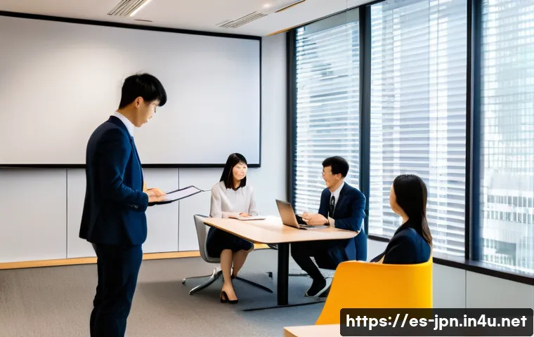 JLPT와 일본 내 자격증과의 학문적 연계 - A professional office setting in Tokyo with a diverse group of young adults dressed in business atti...