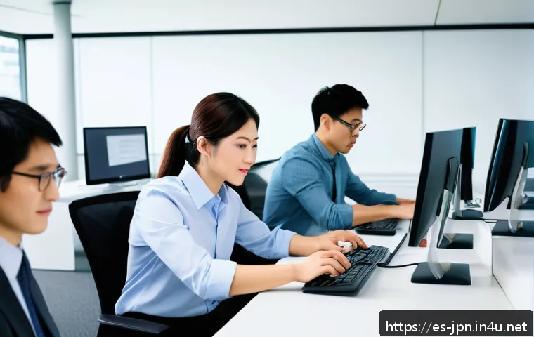 JLPT와 일본 내 직무와의 연계성 - A modern Japanese technology office scene featuring diverse bilingual developers collaborating on so...