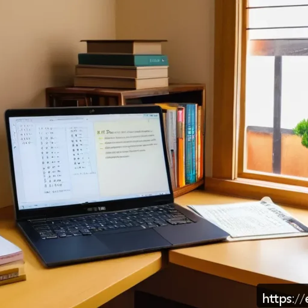 JLPT 시험 준비 비용 절감하는 팁 - A cozy study corner in a Spanish home, featuring a young adult sitting at a wooden desk with a lapto...