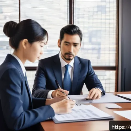 JLPT 취득 후 국제무역 업무 사례 - A professional Spanish businessperson in formal attire confidently negotiating with Japanese partner...