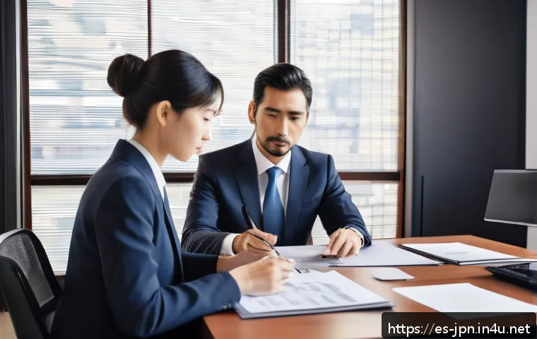 JLPT 취득 후 국제무역 업무 사례 - A professional Spanish businessperson in formal attire confidently negotiating with Japanese partner...